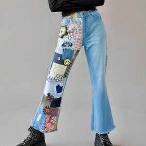 BDG High-Waisted Flare Jean with patchwork design